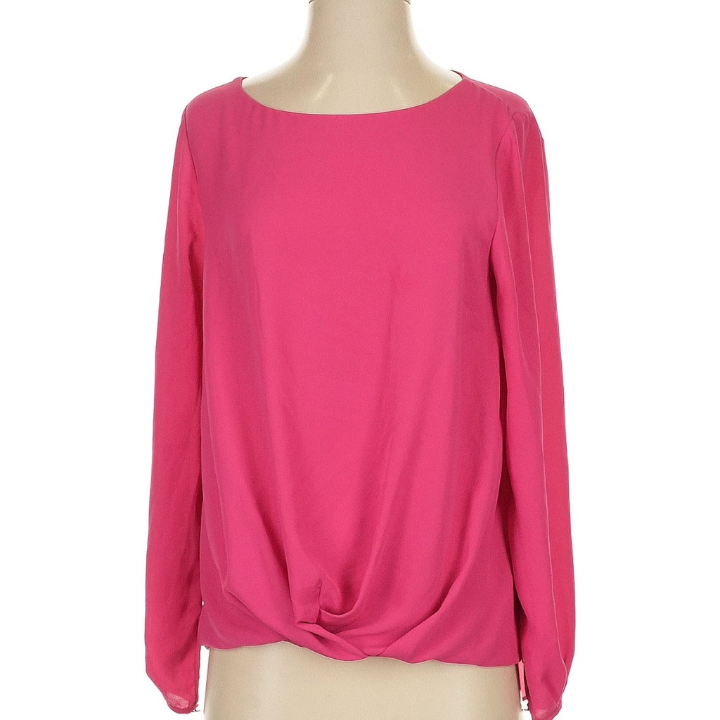 Vince Camuto Hot Pink Long-Sleeve Twist-Hem Blouse